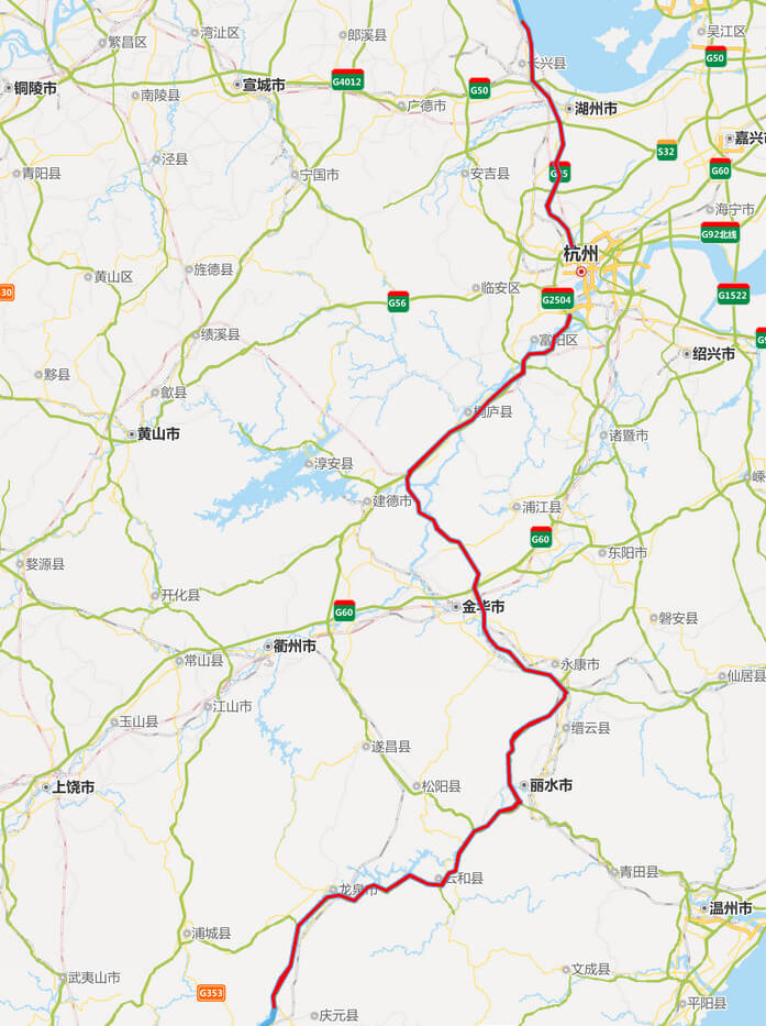 长深高速公路地图-浙江段