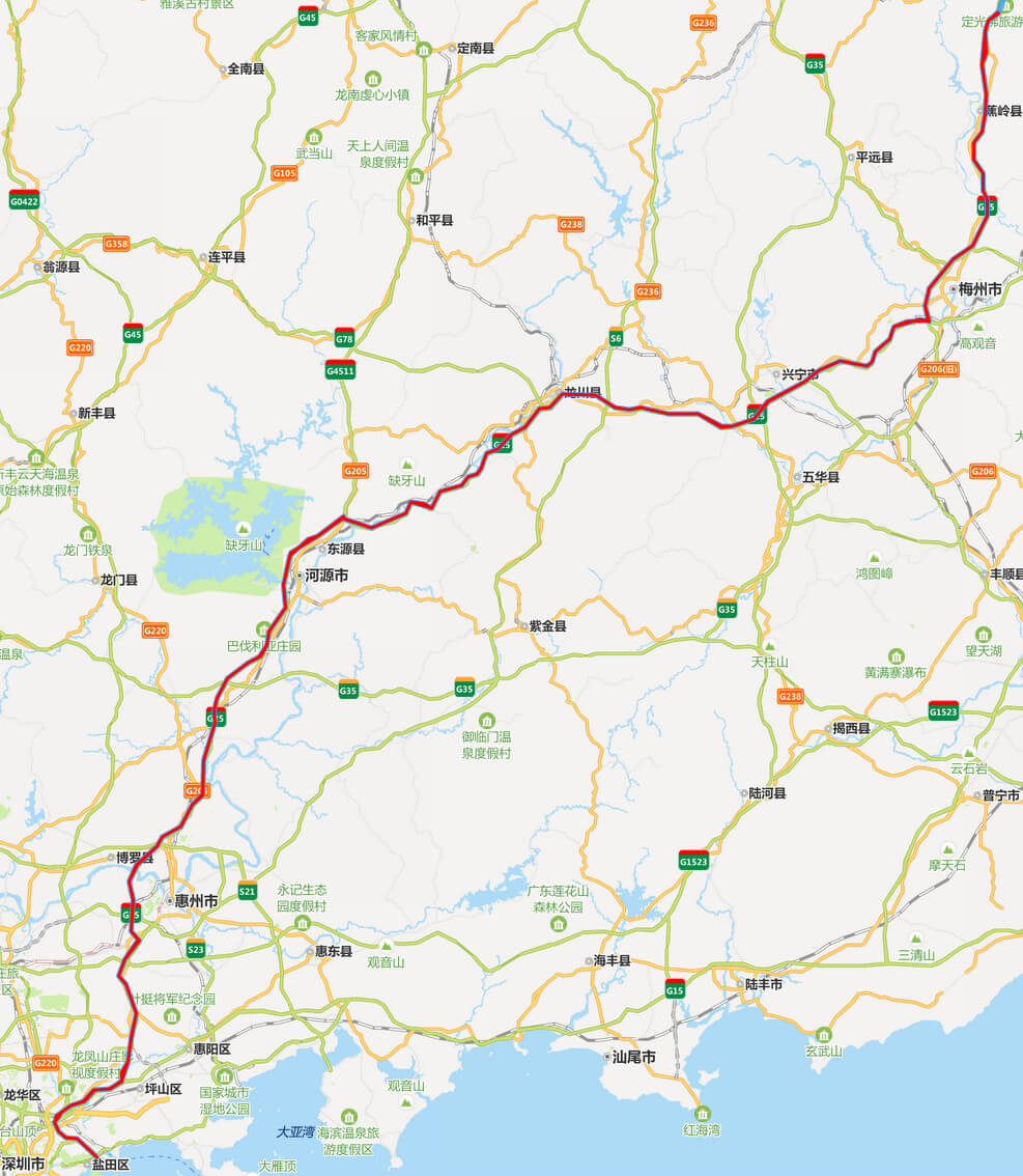 长深高速公路地图-广东段