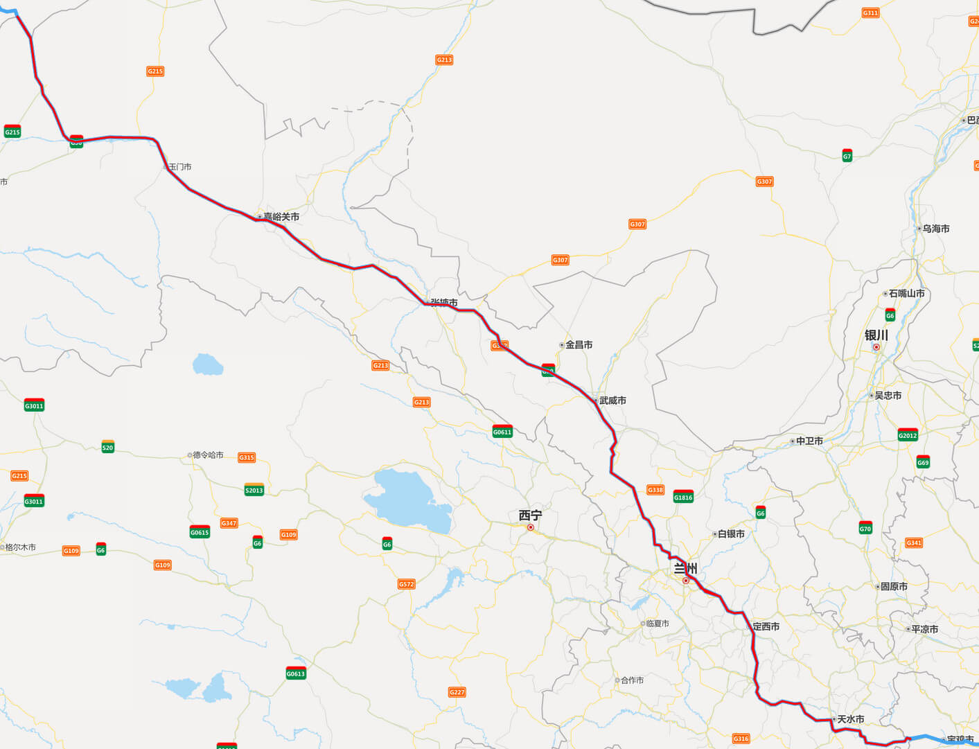 连霍高速全程地图-甘肃段