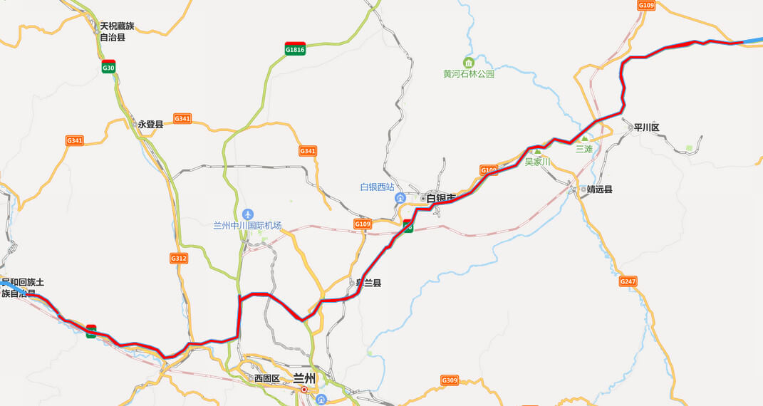 京藏高速公路地图-甘肃段