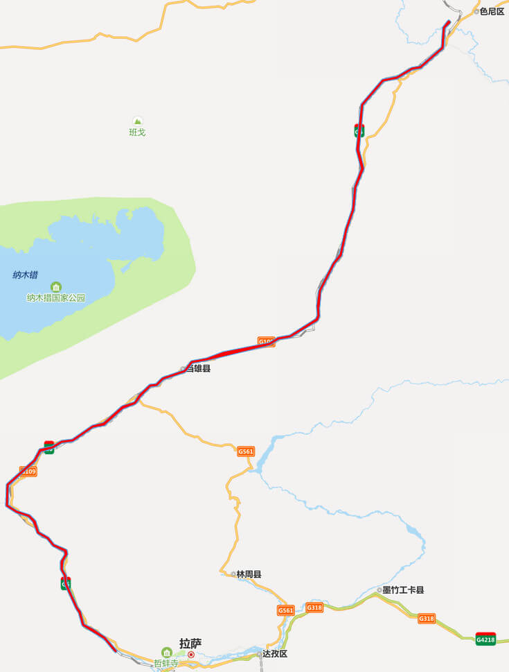 京藏高速公路地图-西藏段