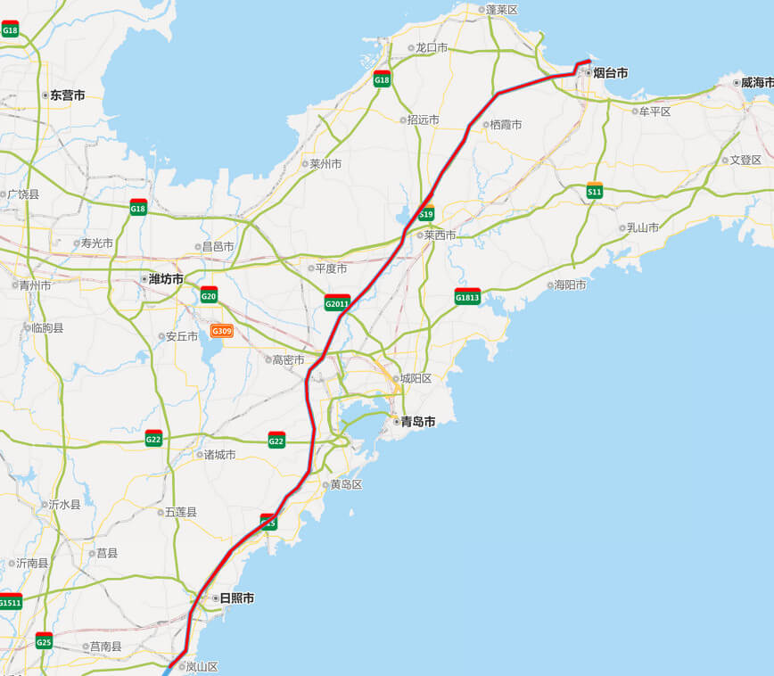山东段沈海高速全程路线图