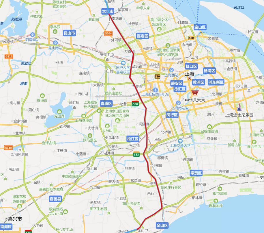 上海段沈海高速全程路线图