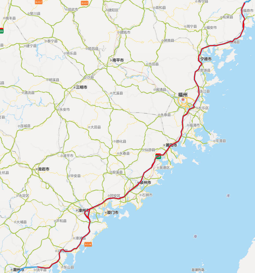 福建段沈海高速全程路线图