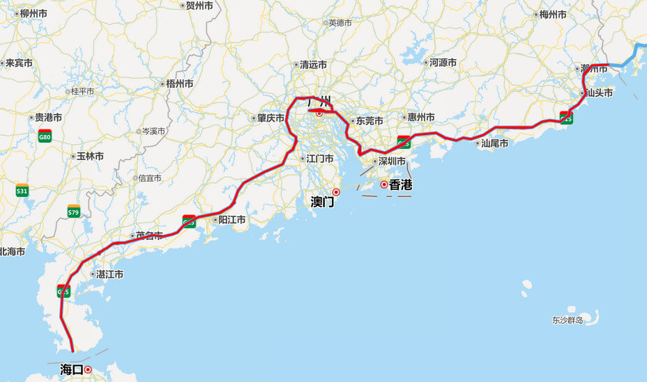 广东段沈海高速全程路线图